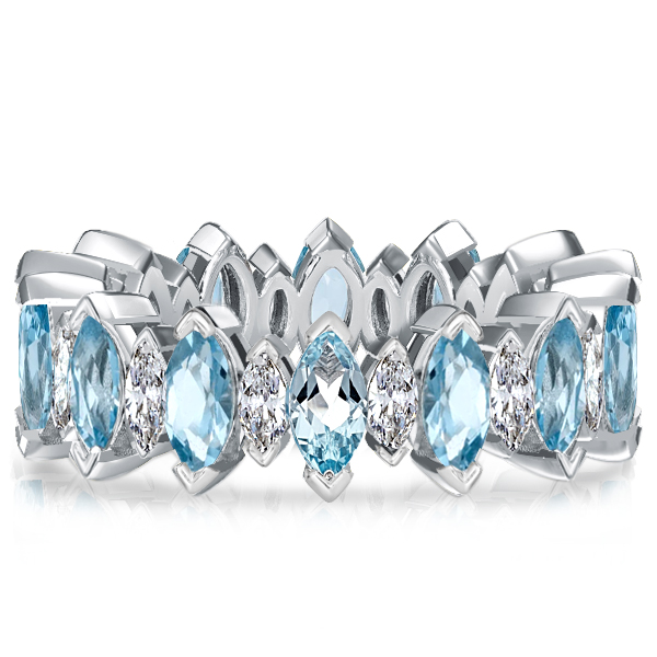 

Italo Marquise Cut Aquamarine & White Sapphire Wedding Band