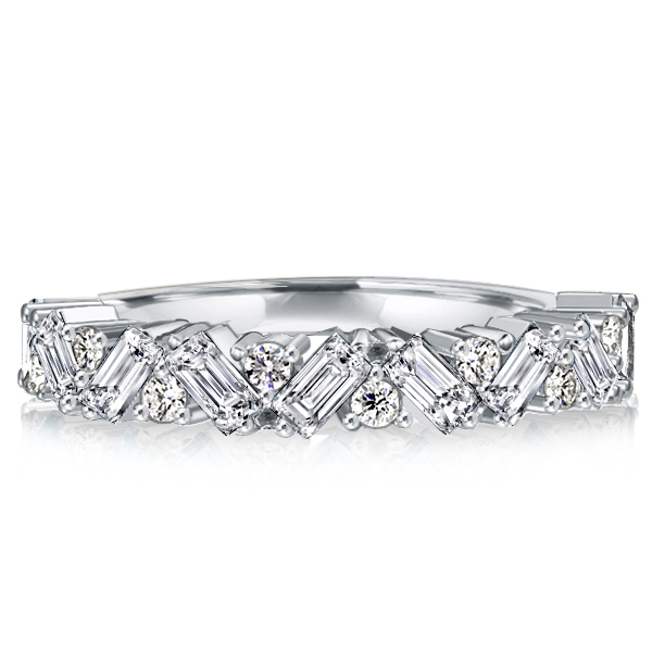 

Italo Baguette Cut Half Eternity Wedding Band, White