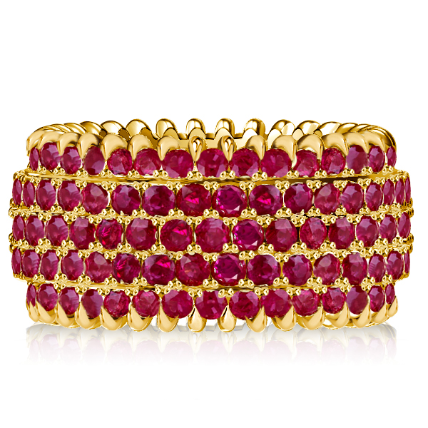 

Italo Golden Multi Row Ruby Sapphire Eternity Wedding Band, White