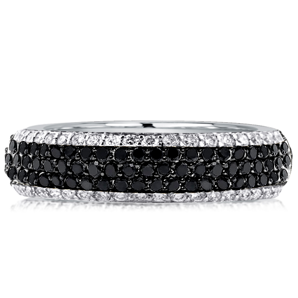 

Italo Two Tone Round Cut Black & White Sapphire Wedding Band