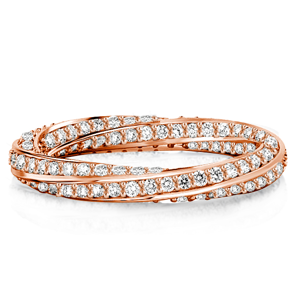 

Italo Rose Gold Infinity Design Round Cut Wedding Band, White