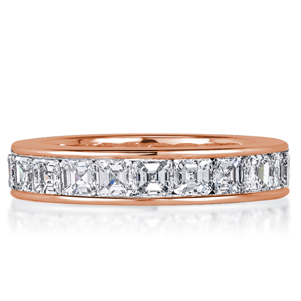 

Rose Gold Asscher Cut Eternity Wedding Band For Women, White