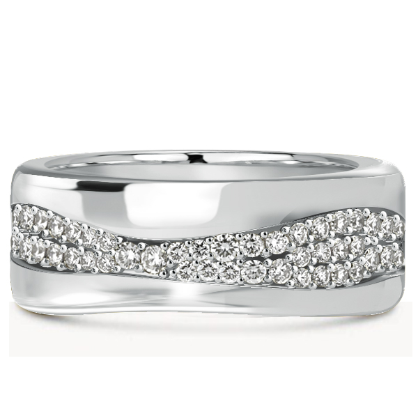 

Unique Round Cut Half Eternity Wedding Band For Women, White