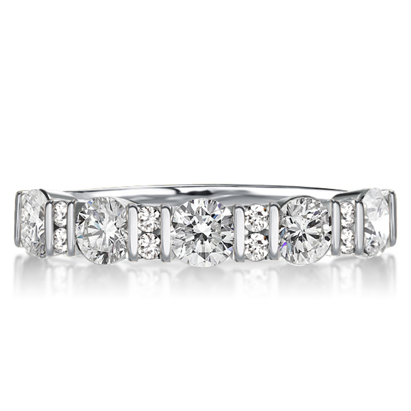 

Bar Setting Half Eternity Wedding Band For Women, White
