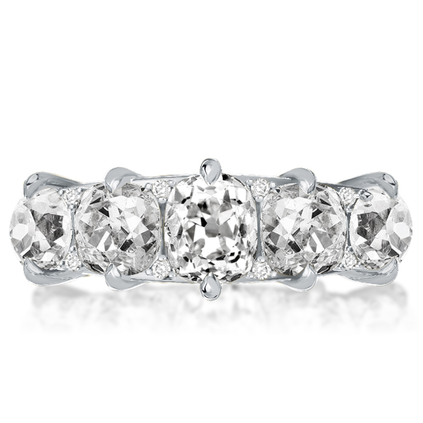 

Cushion & Round Cut Half Eternity Wedding Band For Women, White