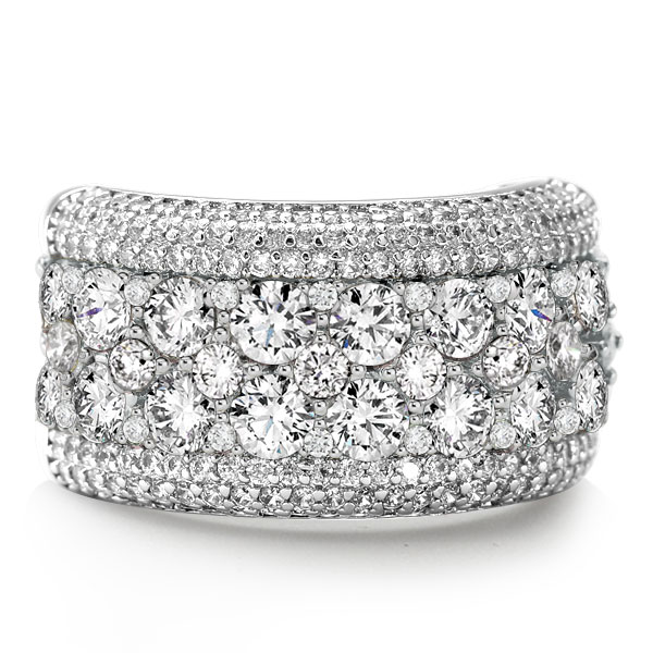 

Round Cut Micro Pave Setting Multi Row Wedding Band For Women, White