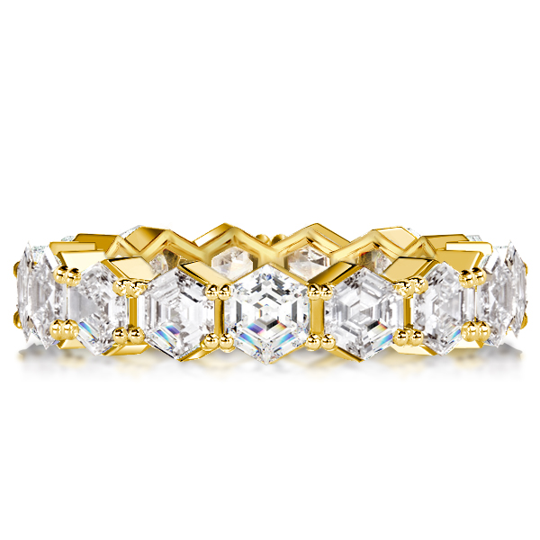 

Hexagon Cut Eternity Wedding Band For Women, White