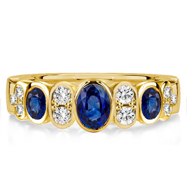 

Oval Cut Blue Sapphire Wedding Band For Women, White