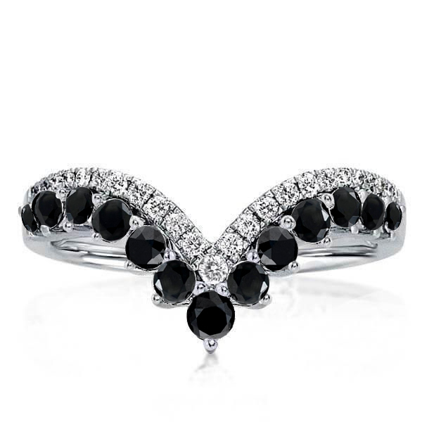 

Chevron Black Wedding Band Matching Wedding Band For Women, White