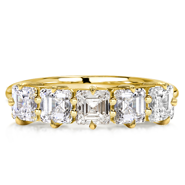 

Italo Asscher Cut Half Eternity Wedding Band For Women, White