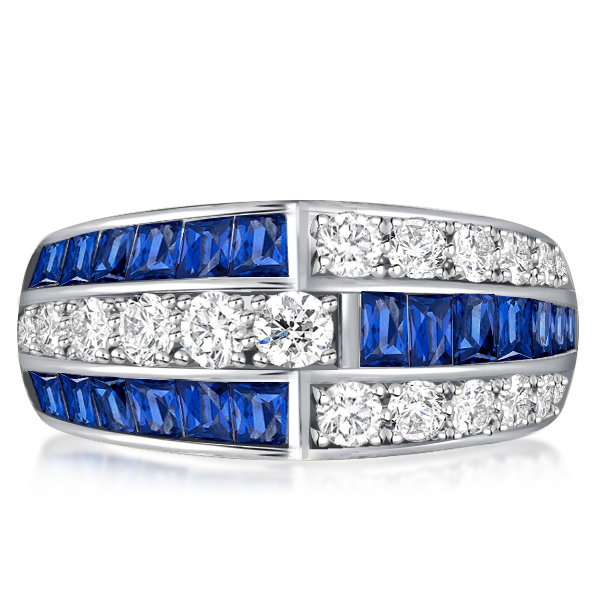 

Multi Row Blue Sapphire Wedding Band For Women Anniversary Band, White