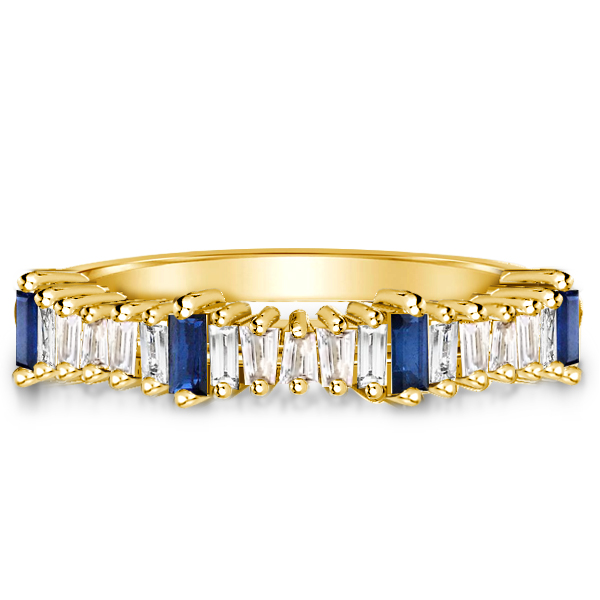 

Dainty Baguette Cut Blue Sapphire Wedding Band For Women, White