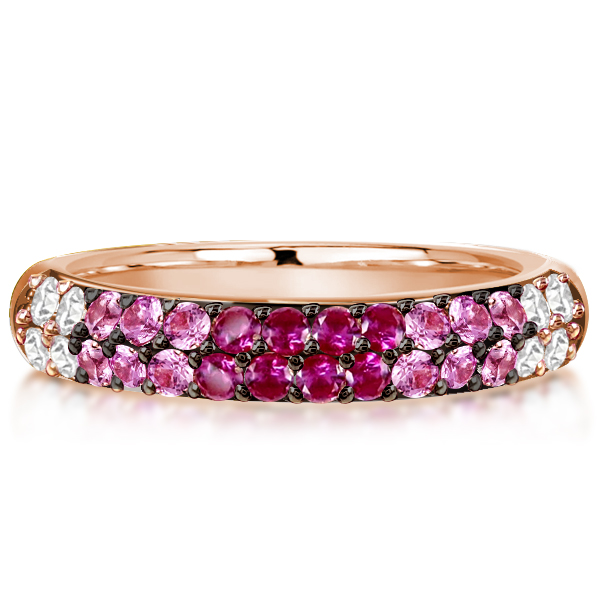 

Rose Gold Pink Sapphire Half Eternity Wedding Band For Women, White