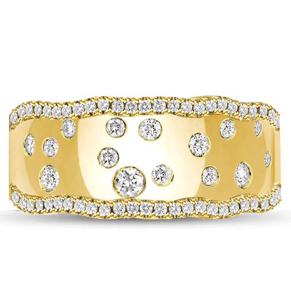 

Flush Setting Wide Wedding Band For Women Anniversary Band For Her, White