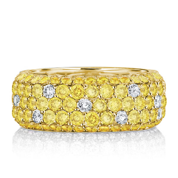 

Italo Micro Pave Five Row Yellow Topaz Eternity Wedding Band For Women, White