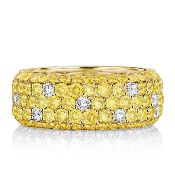 

Italo Five Row Yellow Topaz Eternity Wedding Band For Women, White