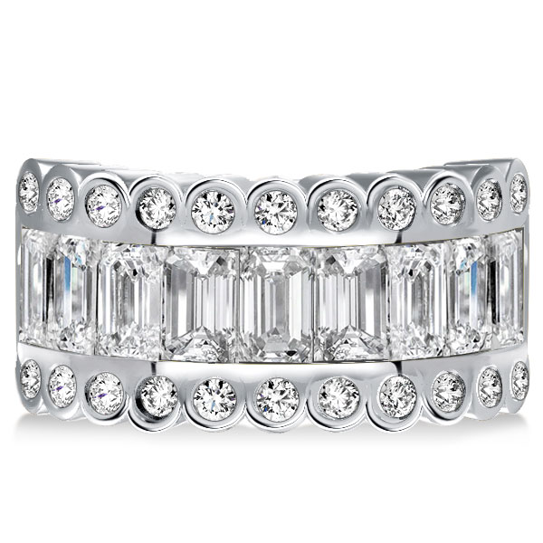

Multi Row Baguette White Half Eternity Wedding Band For Women