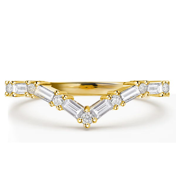 

Baguette Cut Chevron Wedding Band For Women, White