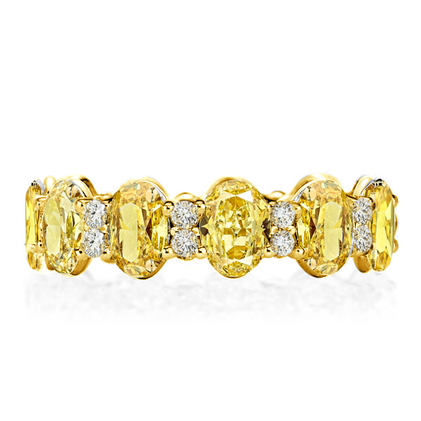 

Oval Cut Yellow Topaz Eternity Wedding Band For Women, White