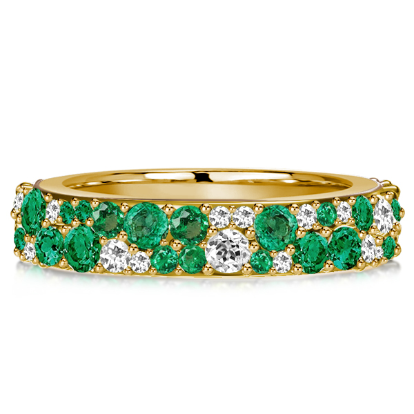 

Italo Round Cut Emerald Sapphire Eternity Wedding Band For Women, White
