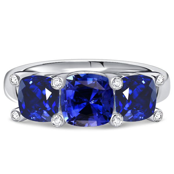 

Italo Blue Sapphire Cushion Cut Wedding Band For Women, White
