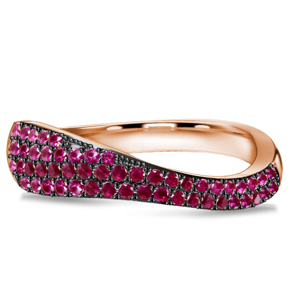 

Italo Ruby Round Wave Half Eternity Wedding Band For Women, White