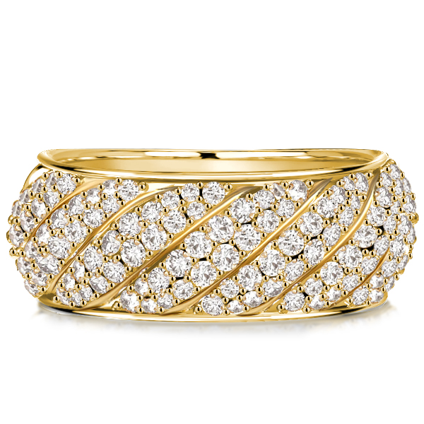 

White Round Sculpted Cable Half Eternity Wedding Band For Women