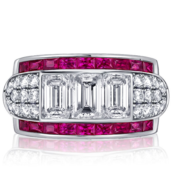 

Italo White Baguette Multi Row Wedding Band Vintage Band Ring