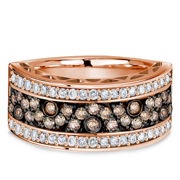 

Italo Champagne Round Multi Row Black Two Tone Half Wedding Band, White