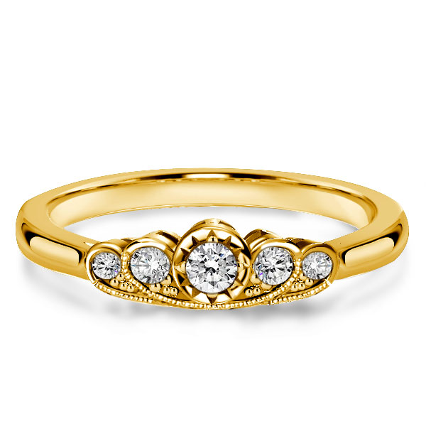 

Italo White Round Cut Crown Ring Vintage Milgrain Wedding Band
