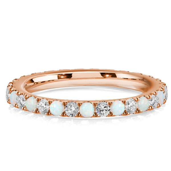 

Italo Classic Opal & White Round Eternity Wedding Band For Women