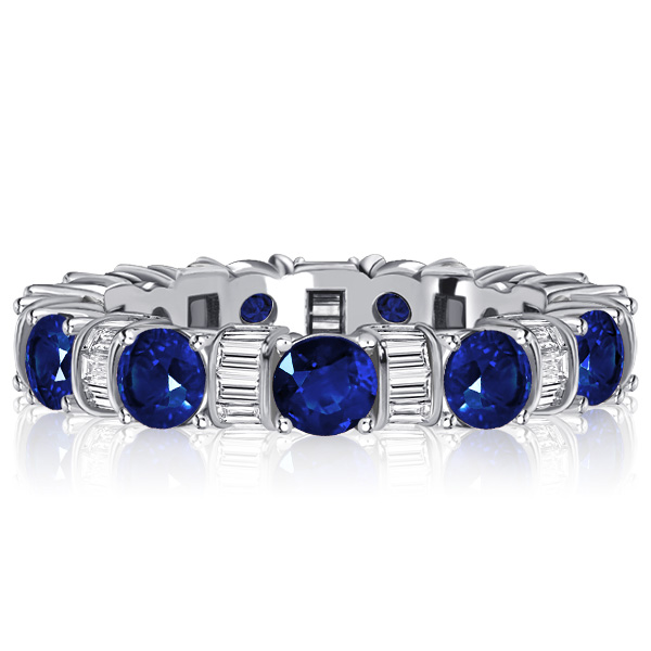 

Italo Blue Round Eternity Wedding Band Prunus Wedding Ring, White