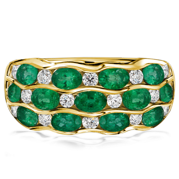 

Italo Emerald Sapphire Multi Row Wedding Band Wavy Ring, White