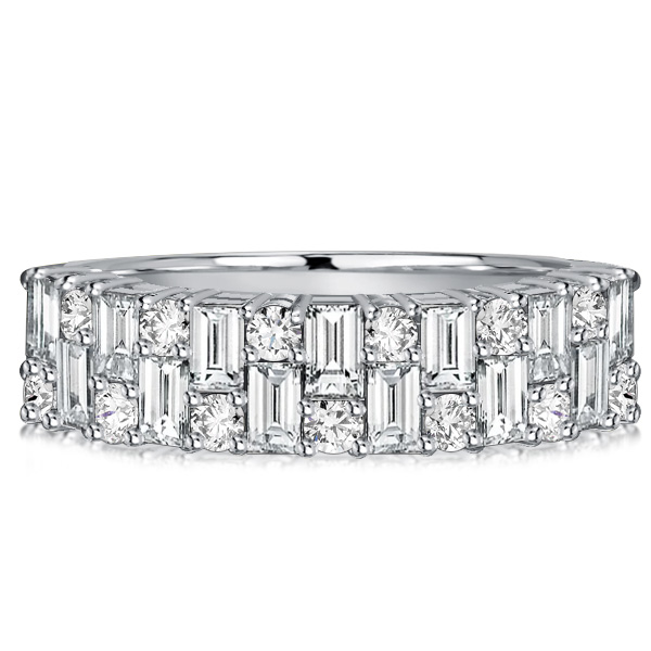 

Italo Baguette Cut White Sapphire Wedding Band Vintage Band