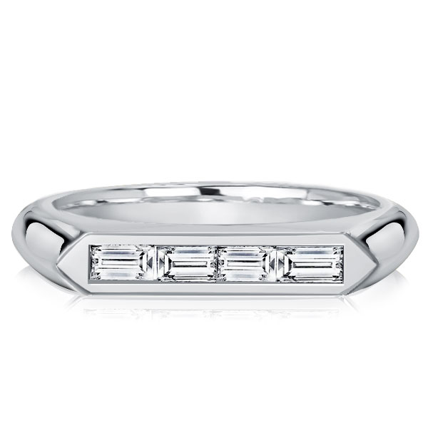 

Italo Baguette Cut Classic Wedding Band 4 Stone Ring, White