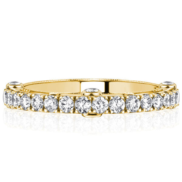 

Italo Round Cut Half Eternity Band Vintage Wedding Band Ring, White