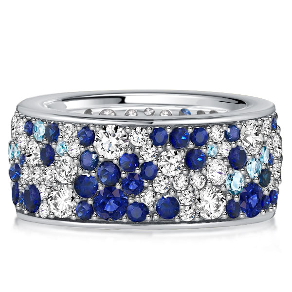 

Italo Blue Sapphire Multi Row Eternity Wedding Band Classic Band, White