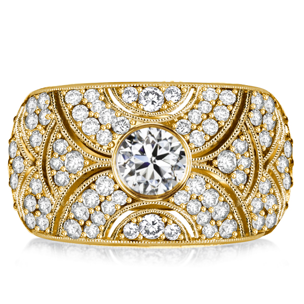 

Italo Bezel Setting White Sapphire Wedding Band Vintage Band