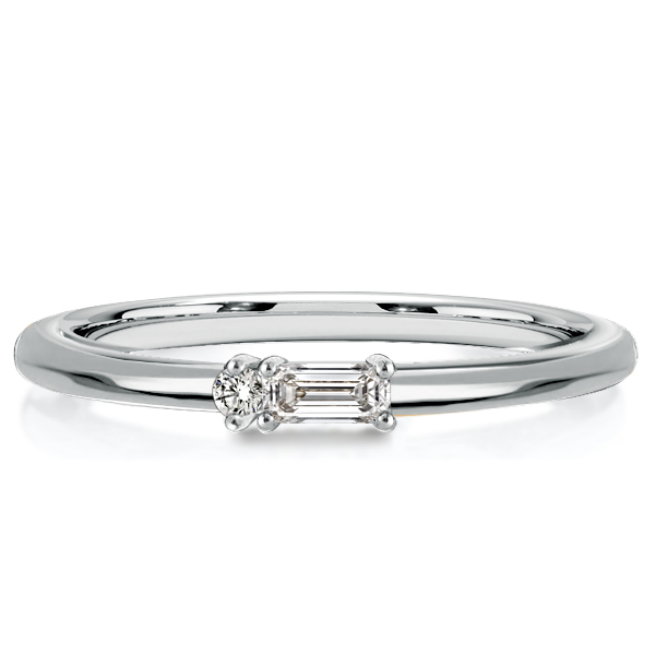 

Italo Baguette Cut Classic Wedding Band Morse Code Ring, White