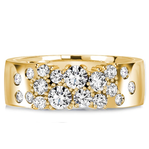 

Italo Golden Round Cut White Sapphire Wedding Band Ring In Sterling Silver Waterfall Ring