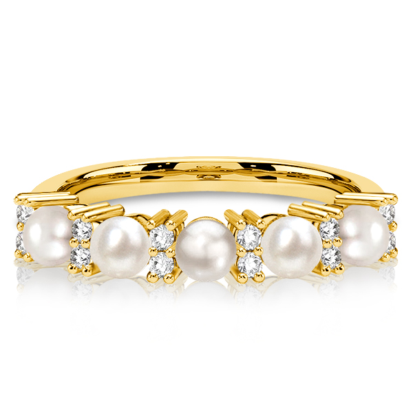 

Italo Pearl Band Ring Pearl Half Eternity Wedding Band, White