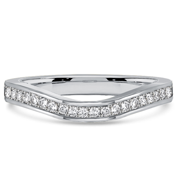 

Italo Chevron Ring Chevron Band Stacking Ring In 925 Silver, White