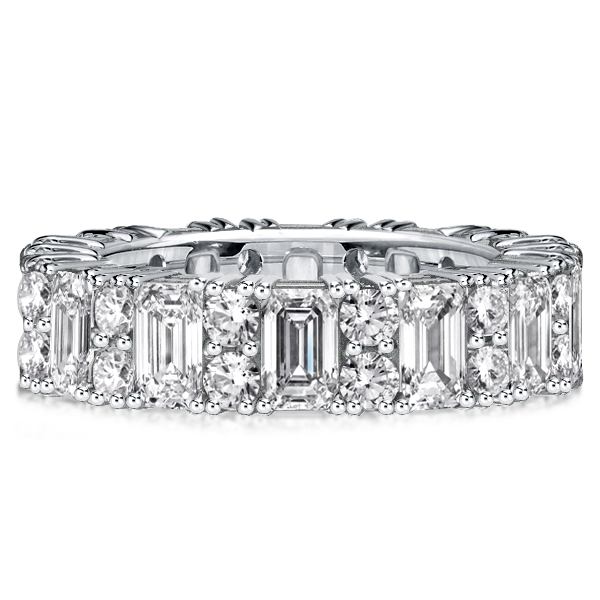 

Italo Round & Emerald Cut Eternity Band Station Band Ring, White