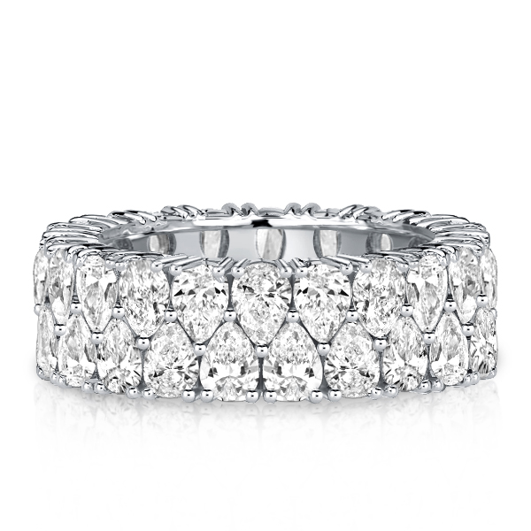 

Italo Double Row Pear Cut Eternity Wedding Band For Women, White