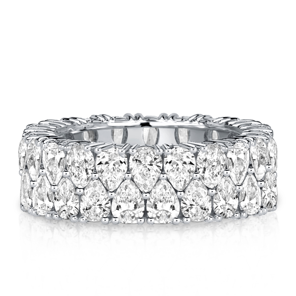 

Italo Double Row Pear Cut Eternity Wedding Band For Women, White