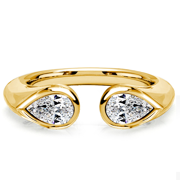 

Italo Droplet Pear Cut Open Ring Open Wedding Band, White