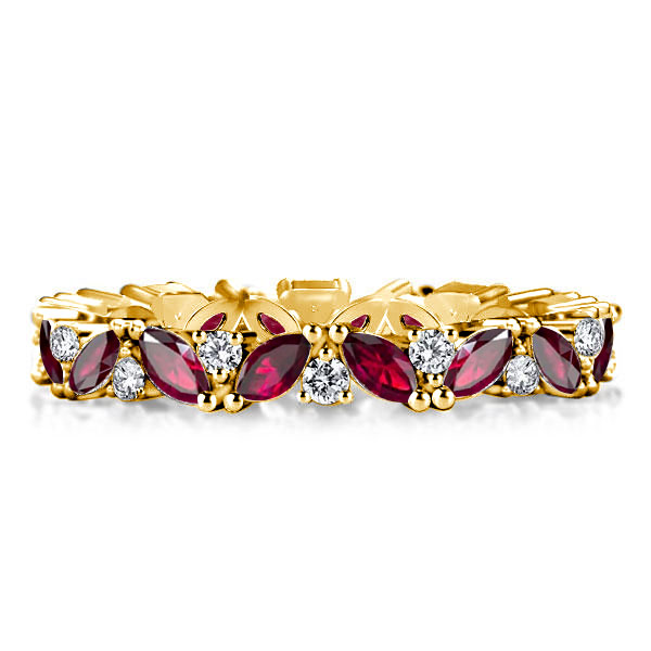 

Italo Ruby Ring Marquise & Round Cut Wedding Band, White