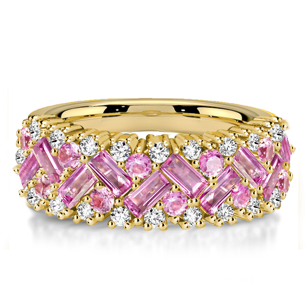 

Italo Golden Pink Ring Baguette Half Eternity Band, White