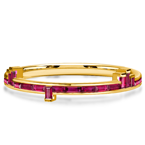 

Italo Golden Ruby Ring Baguette Cut Wedding Band For Women, White
