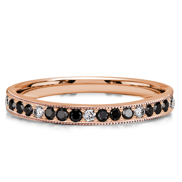 

Italo Rose Gold Black Sapphire Wedding Band For Women, White